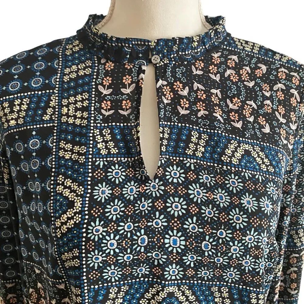 Ann Taylor Loft Long Sleeve Top Blouse Boho Oversized Size XS
